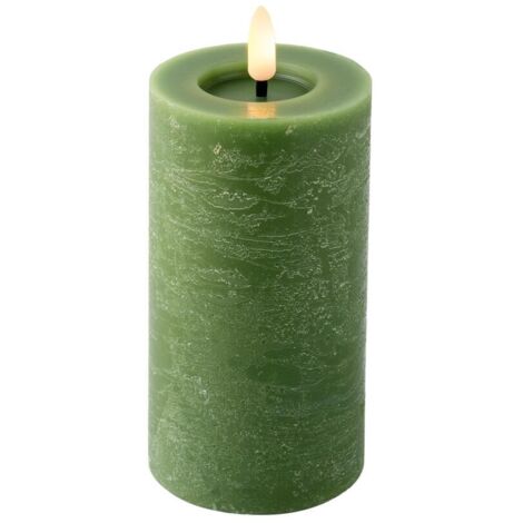Candela di cera a LED verde, ø7 x 15 cm (1/3)