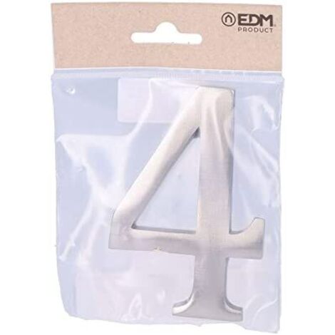 Numero 4 Nichel opaco 10 cm Fissaggio invisibile EDM