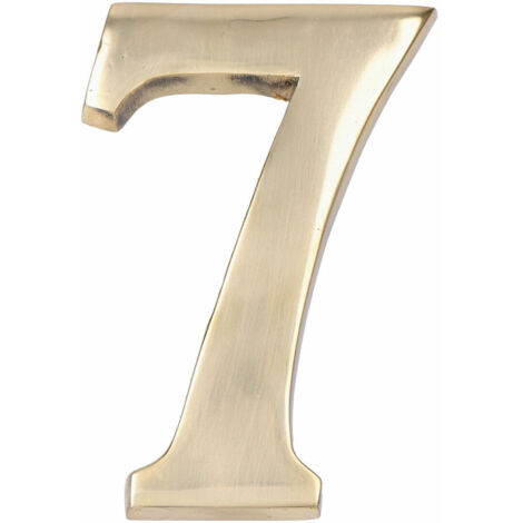 Numero 7 EDM con fissaggio invisibile in ottone lucido da 10 cm