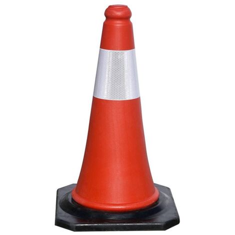 Cono di segnalazione con base in gomma 50 cm. riflessivo