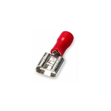 Terminale isolato plug-in femmina piatto 5,6 / 1,5 mm Rosso 50 pz