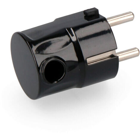 Spina Schuko T/TL 16A Uscita laterale 4,8 mm Nera (confezionata) (602207) (1/2)