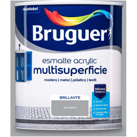 Smalto Acrilico Multisuperficie Lucido Grigio Perla 0,750L 5057471 BRUGUER