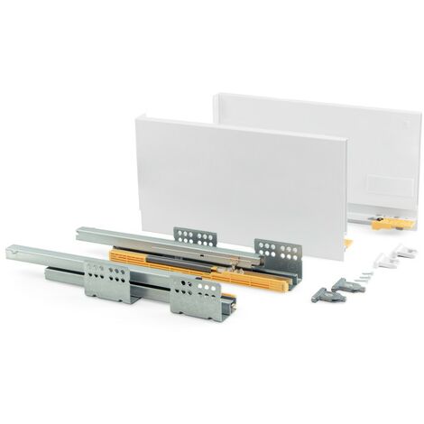Emuca Kit cassetto per cucina Concept, altezza 185 mm, prof. 450 mm, chiusura soft, Acciaio, Bianco