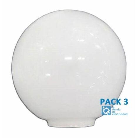Confezione da 3 paralume in vetro opalino a sfera 14 cm bocca 5 cm