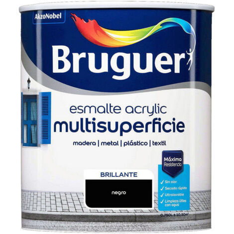 Smalto Acrilico Multisuperficie Nero Lucido 0,750L 5057426 BRUGUER