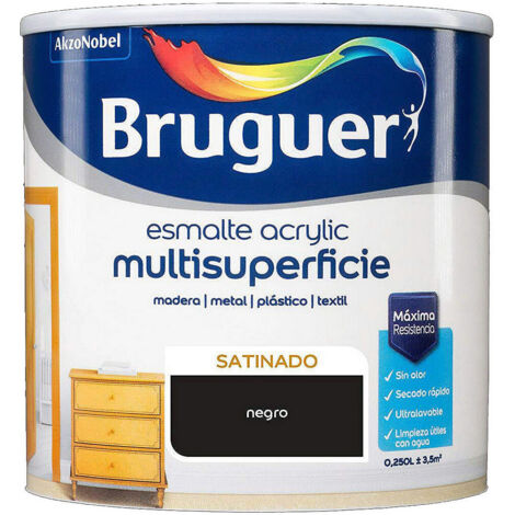 Smalto Acrilico Multisuperficie Nero Satinato 0,250L 5160679 BRUGUER (1/5)