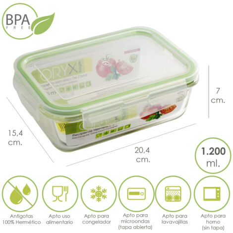 ORYX Contenitore ermetico rettangolare in vetro da 1200 ml. 20,4 x 15,4 x 7 (h) cm.