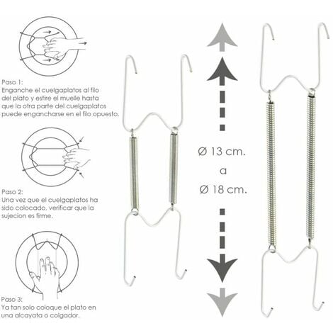 Appendipiatti a molla Per piatti da Ø 13 a 18 cm.