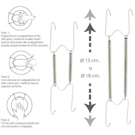 Gancio A Molla Portapiatti Invisibile Oro Per Parete - Supporto Regolabile Per Piatti Decorativi 35,6 Cm