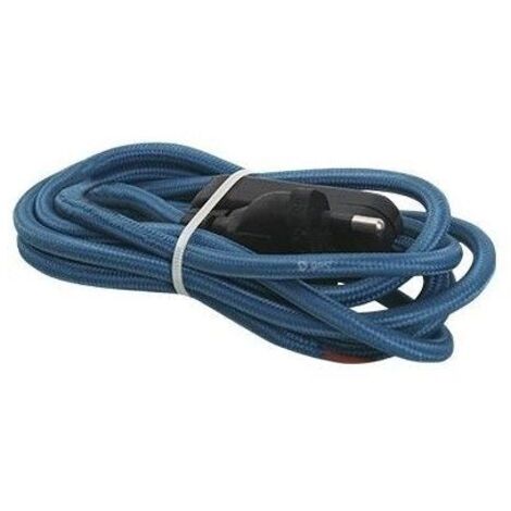 Kit Cavo Tessile Blu 2 Metri - Include Interruttore E Spina, Per Progetti Elettrici Moderni