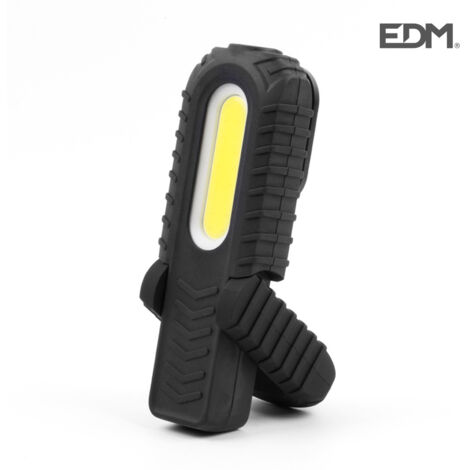 Torcia LED Cob 3W 90lm + 5W 300lm Ricaricabile con USB. Con gancio + calamita + supporto. Edm (1/5)