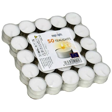 Confezione da 50 Candele Bianche da 12g senza Aroma Magic Lights (1/2)