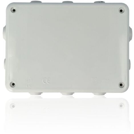 Scatola di connessione stagna rettangolare a 10 coni IP55/IK08 153x110x55mm/163x120x63mm con coperchio di chiusura con viti grig