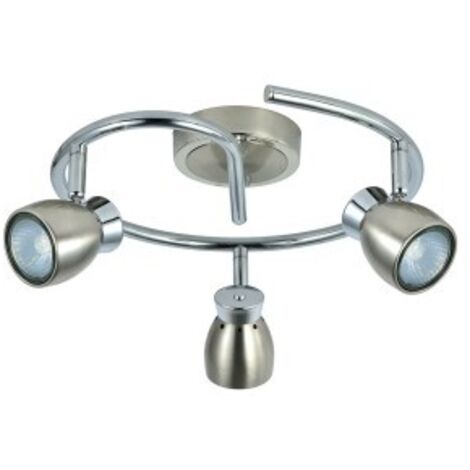 Lampada da soffitto in nichel cromo de 3 faretti orientabili per bagno modello CHACHO Fabrilamp