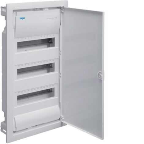 Hager - Distributore da incasso a 4 file, VU48NC, con collegamento cablato con morsettiera ABB 1 FI 4 poli + 24 x LS B16A