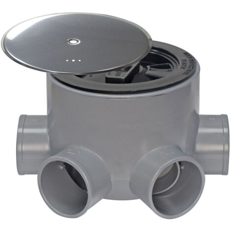 Vaso sifonico in PVC T 89 A 110 50-40 Altezza 85 mm. Con coperchio di ventilazione