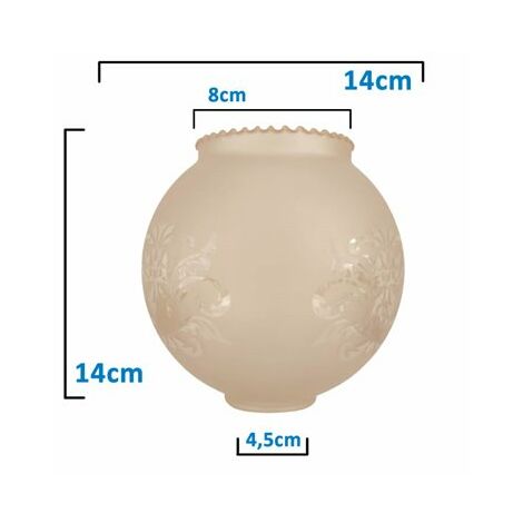 Palla tulipano in vetro con due bocche AMBRA opaca 14cm con apertura 4,5cm