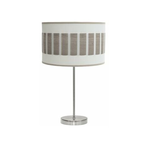 Lampada da Tavolo Alta Ivanna 1xe27 Nichel/bianco-legno Grigio 62x30x30 Cm