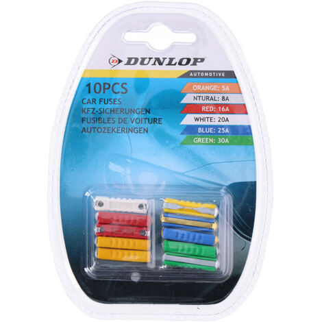 Set di 10 fusibili per auto Dunlop assortiti (1/2)