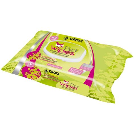 Salviette umidificate per animali domestici aroma citronella XL (confezione da 40 unità) (30x20 cm) Gill's (1/4)