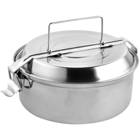Porta Pranzo In Acciaio Inox Con 2 Piatti Ø 18 cm.