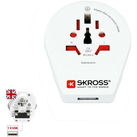 Adattatore da mondo a Regno Unito con USB SKROSS 1500267 (1/5)