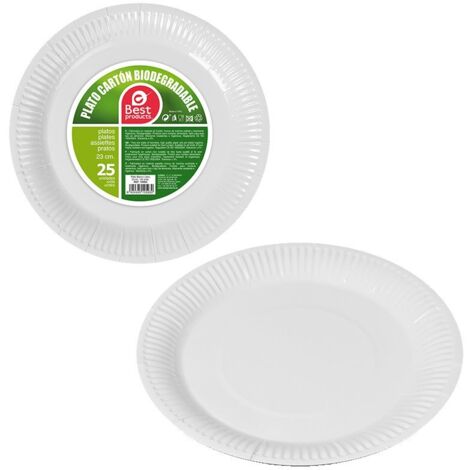 Confezione da 25 Piatti Carta Bianca ø23cm Migliori Prodotti Verde