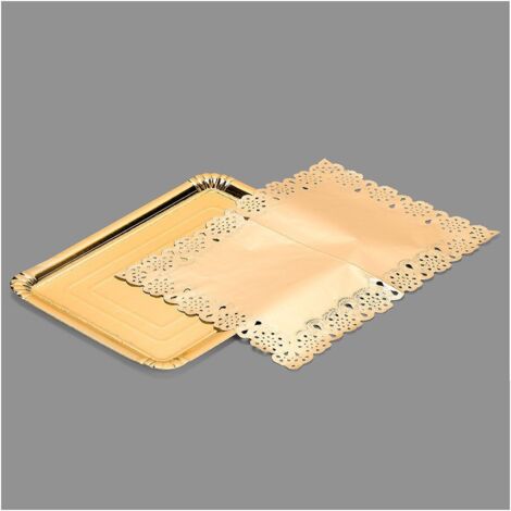 Borsa con 1 Vassoio Rettangolare con Panno Oro 25x34cm (1/2)
