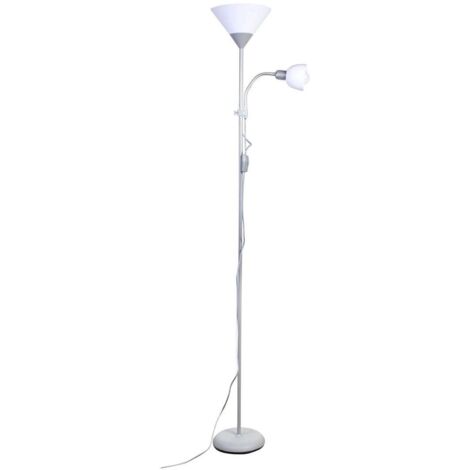 Lampada da Terra Boiana, Legno, Metallo, Argento, Marrone, 25x25x140 cm