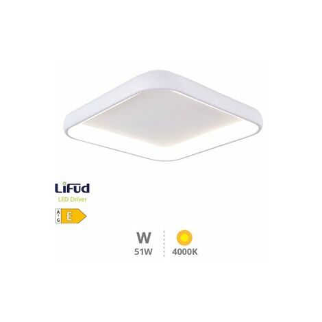 Plafoniera LED quadrata Simola 51W 4000K Bianco