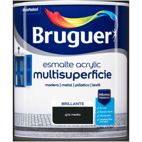 Smalto Acrilico Multisuperficie Lucido Grigio Medio 0,750L 5057524 BRUGUER