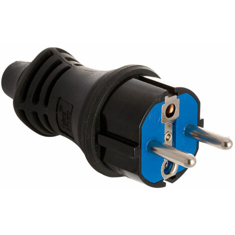 Spina 2P+T 16A 250V con doppio sistema di messa a terra, pressacavo pieghevole in gomma termoplastica IP44 per un facile collega (1/2)