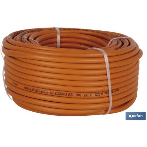 Rotolo di tubo flessibile per gas butano  Disponibile in arancione  Dimensioni: 8 mm x 60 m