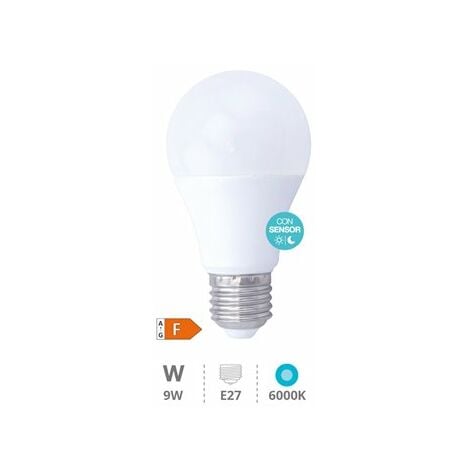 Lampadina LED standard con sensore crepuscolare 9W E27 6000K