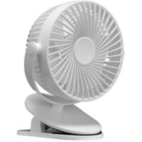 Ventilatore da tavolo ricaricabile senza fili "Peñafiel" (motore DC 5W, 4 velocità) con alimentatore USB, bianco