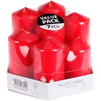 Candele rosse di diverse dimensioni, 7 unità