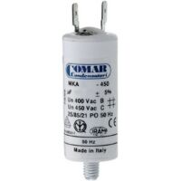 Condensatore di avviamento MKA 2,5uF 5% 450V Ø3,4x6,3cm con picchetto M8 e faston semplice 6,35 Konek