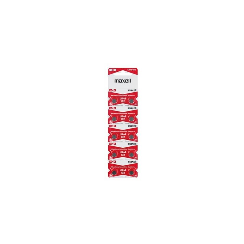 Blister mit 10 Maxell LR41 Alkali-Knopfbatterien