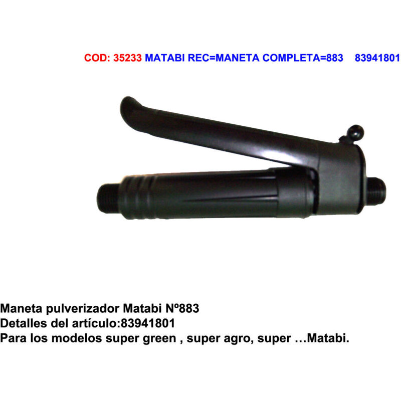 Poignée Complète De Remplacement Matabi Référence 743 — Pour Pulvérisateur à Dos, Fabriquée En Espagne