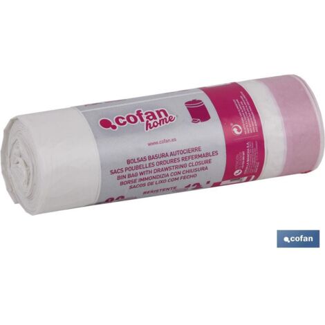 Selbstschließender Müllbeutel 35x50 G.120 Weiße Farbe 20 Einheiten