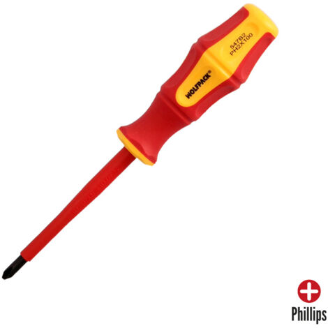 VDE-zertifizierter isolierter Kreuzschlitzschraubendreher 1.000 V – PH2 x Ø 6,0 x 100 mm (1/5)