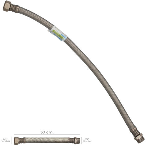 Flexibler, verstärkter Thermoschlauch aus Edelstahl, männlich 1/2" - weiblich 1/2", Länge 500 mm (1/3)