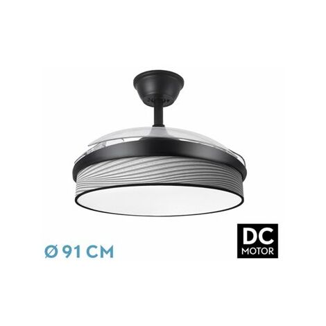 DC Fashion Fan 72W Schwarz/Grau Groove 91cm 7200lm 3CCT Fernbedienung (1/2)