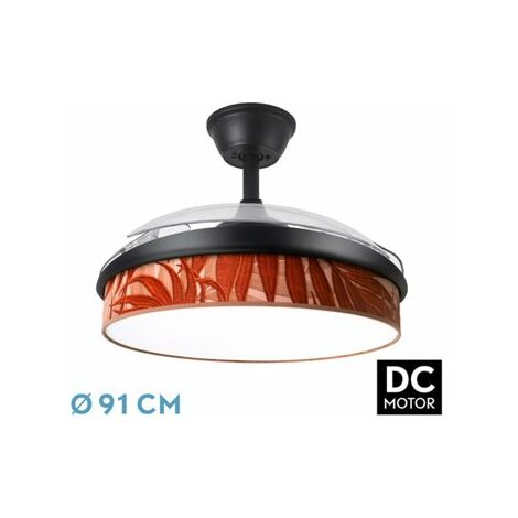 Abrila - Ventilator DC FASHION - Schwarz mit drei ausfahrbaren ABS-Lamellen und Diffusor de Heizlamelle 6 einstellbare Geschwindigkeiten 3 Temperaturen 3 Lichter mit Timer und Fernbedienung im Lie (1/2)