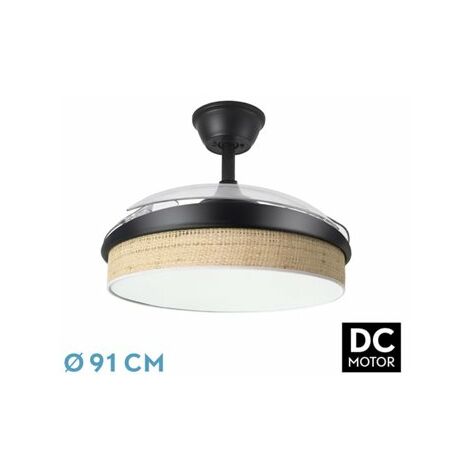 DC Moda Ventilator 72 W schwarz/hell, Reed 91 cm, 7200 lm, 3CCT Fernbedienung (1/2)