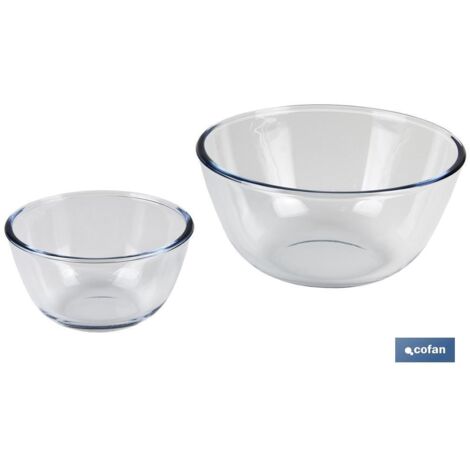 Set de 2 ensaladeras de vidrio borosilicato modelo baritina 800 ml - 2700 ml