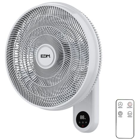 EDM – Wandventilator 40 cm – 55 W – 3 Geschwindigkeiten – Einstellbar und oszillierend – Maximaler Luftstrom 300 m3/h – 220-240V (1/2)
