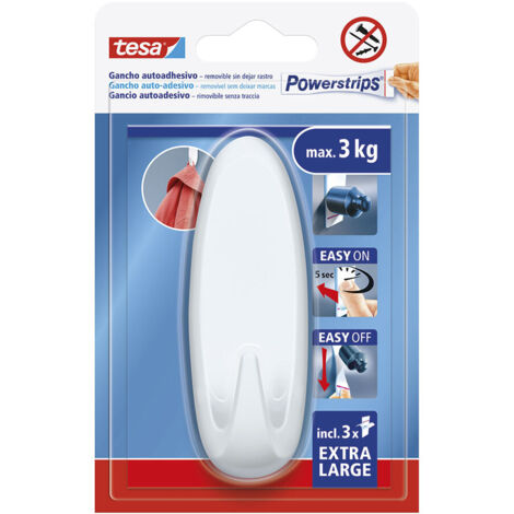 Weißer ovaler selbstklebender Haken „Powerstrips XL“ (1/2)