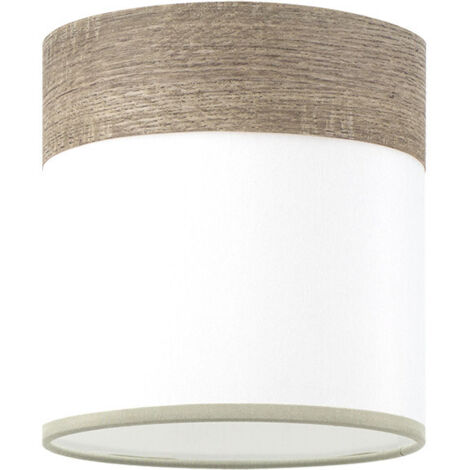 FABRILAMP Cloe Lampenschirm Weiß/Holz Grau E14 (Ø14 x 14 cm)